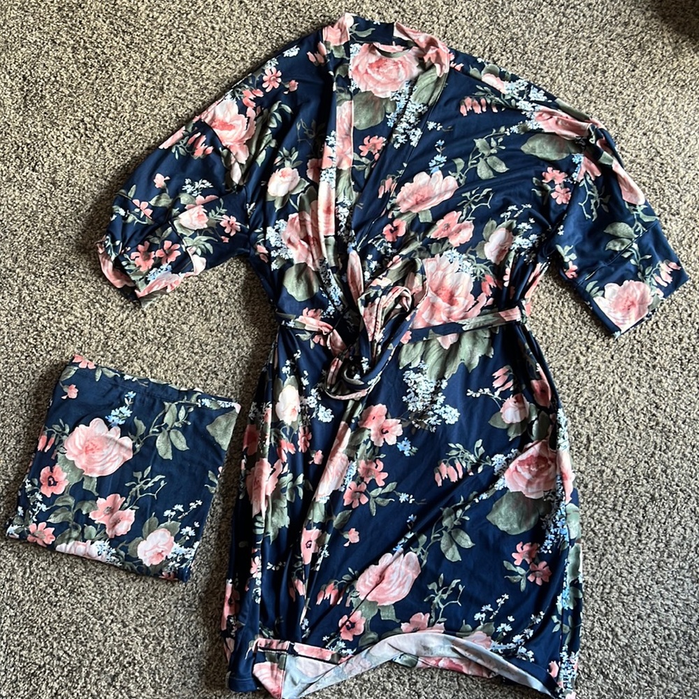 Floral robe & swaddle